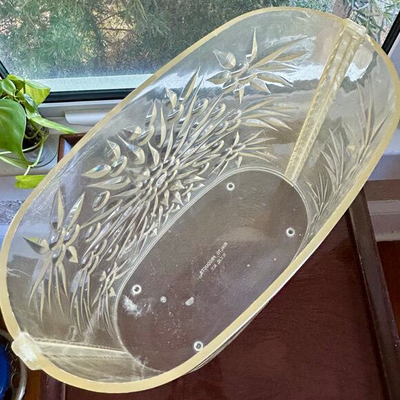 Vintage Lucite Sunburst Trash Can – Mid-Century Clear Oval Wastebasket - Picture 4 of 12
